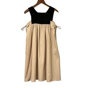 Girls Sleeveless Two Color Patchwork Bowknot Loose Dress